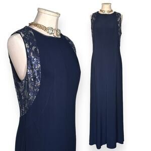 Elegant Navy Blue Evening Gown